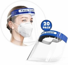 FFN Face Shield Reusable (Pack of 20) Plastic Face Mask Shields for Full Face... Visage Shield et Mask price