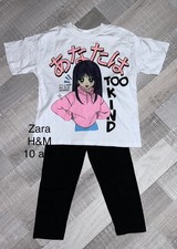 ZARA H&M 10 Ans Fille : ENSEMBLE  Legging Noir Jersey + T SHIRT Manga Jersey fille price