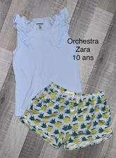 ZARA Orchestra 10 Ans Fille : ENSEMBLE  Short Jersey Ananas + T SHIRT Bleu TBE Jersey fille price