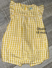 Obaibi 18 Mois Bébé Fille : Combinaison Coton Jaune Été TBE Combinaison et Dungarees fille price