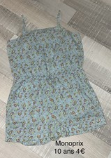 Monoprix 10 Ans Fille : Combinaison Fleurie Bleue Ete TBE Combinaison et Dungarees fille price