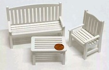 Maison Poupées Jardin Miniature Meubles Ensemble Blanc Bois 1:12 Échelle Banc Jardin meubles ensemble price