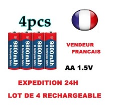 PILES  rechargeables lot de 4  Alcaline BATTERIES LR06 AA 9800mAh Standard et Rechargeable batteries price