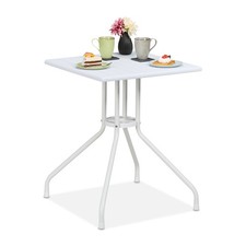 Table de jardin carrée Table d'appoint blanche  73 x 62 cm extérieur effet bois Table de jardin price