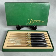 Coffret 6 couteaux de table Laguiole manches noirs vintage service de table Service de table price