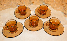 Ensemble Duralex vintage 5 tasses à café & soucoupes en verre ambré années 70 Ensemble tasses / verres / café price