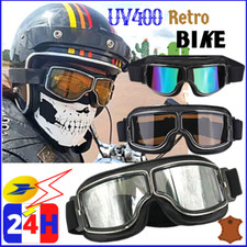 Lunettes Soleil MOTARD-Pilot Retro BYKE Moto UV400-BRUN/SILVER/BLEU/BLACK+CUIR Accessoires de protection pour motard price