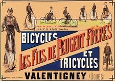 Peugeot Bicycles & Tricycles- Fils de Peugeot Frères -Valentigney- A3 plastifié Tricycles price