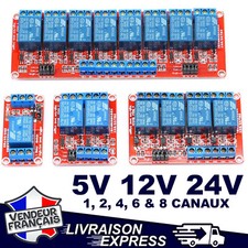 MODULE 5V 12V 24V RELAIS 1 2 4 6 8 CANAUX HIGH + LOW HAUT BAS ARDUINO RASPBERRY Relay price
