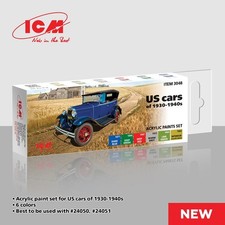 ICM 3048 - Acrylic Paint Jeu pour US Voitures De 1930-1940s 6 x 12 ML - Neuf Voiture Paints price