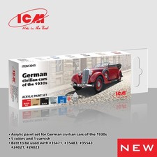 ICM 3065- Acrylic Paint Jeu pour Allemand Civil Voitures De 1930s 6 x12 ML - Voiture Paints price
