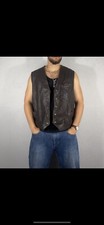 Veste En Cuir Sans Manche Vintage Biker Motor Leather Jacket M Marron Moto Jackets price