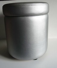 Pouf / tabouret simili cuir gris clair Pouf price