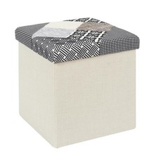 Pouf pliable coffre de rangement Patchwork Gris Pouf price