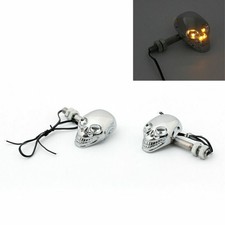 Moto Skull Head Clignotants Indicator Blinker 12V LED Amber Light Lamp CHR A E03 Moto Lights price
