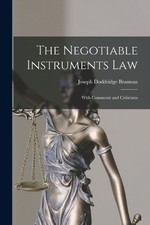 Joseph Doddridge Brannan The Negotiable Instruments Law (Poche) Negotiable instruments Law price