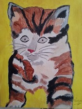 TABLEAU PEINTURE Le Chat sur châssis toilé .PAINTING on canvas Cat Katze gatto Canvas peinture price
