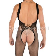 Dentelle Hommes Corps Bas Résille Body Sexy Gay Robe Croisée Sous Collants Briefs homme price