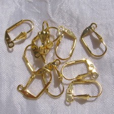 LOT DE 10 SUPPORTS BOUCLES D'OREILLES DORMEUSES DOREES OR CLAIR 17mmx10mm *O182 Or boucles d'oreilles price