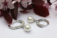 yr011 eau douce PERLE BIJOUX BOUCLES D'oreilles style créole Goujon or blanc Or boucles d'oreilles price
