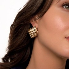 Boucles d'Oreilles Femmes Plaqué Or et Acier inoxydable Forme Carrées Texturées Or boucles d'oreilles price