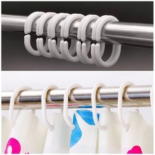 Anneaux de rideau blanc/douche crochets/salle de bain plastique solide poteau ra Douche / Salle de bain rideau price