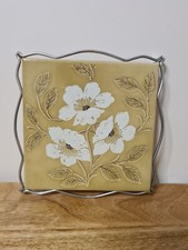 Ceramic tile metal flower trivet - Dessous de plat en faience métal fleur Trivet price