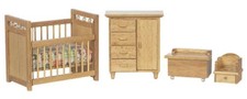 Poupées Maison Chêne Clair Maternelle Meubles Ensemble Miniature Chambre Bébé 1 Bébé chambre meubles price