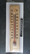 Thermomètre en bois 22 x 5 cm, int/ ext,- 40°C à + 50 °C , colorant rouge Thermomètre price
