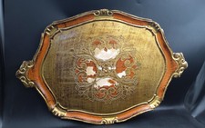 ANCIEN grand PLATEAU FLORENTIN BOIS PEINT DORE 50X35CM OLD SERVING TRAY ANTIQUE Serving Tray price