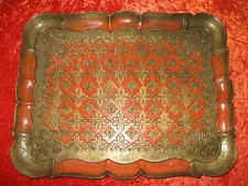 PLATEAU FLORENTIN EN PLASTIQUE PEINT & DORÉ-SERVING TRAY ITALIAN FLORENTINE-N°87 Serving Tray price
