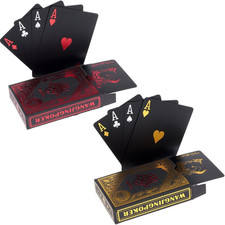 2 Jeux Cartes de Poker Plastique Noir Imperméable Luxe PVC Texas Hold'Em Or/Roug Plastic carte fournitures price