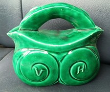 Ancien pichet vernissée vert double bec old pitcher vintage deco monogramme V H Pitcher price