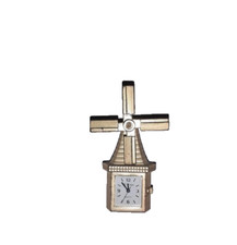 Horloge décorative moulin à vent vintage – Métal doré – À quartz – État inconnu Decorative horloge price