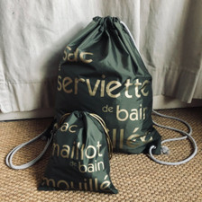 Tintamar. Set of 2. Waterproof Nylon Swimsuit Bags. Army Green/Khaki Swimsuit price