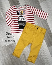 Dpam Gemo 9 mois  bébé garçon : Ensemble T Shirt Pirate Eh Pantalon Jaune TBE Ensemble bébé price