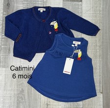 Catimini 6 Mois : Ensemble Bébé Fille Gilet + Shirt Tropical Ensemble bébé price