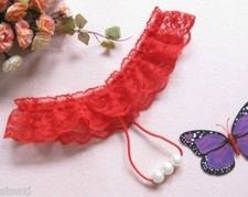 STRING OUVERT ROUGE NOIR SEXY FEMME 3 PERLES éROTIQUE EROTIC THONG 38 40 Thong, String price