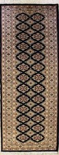 Rugstc 2x6 Bokhara Jaldar Black Runner Rug, Hand-Knotted,Geometric,Silk/Wool Chemin de table Rug price