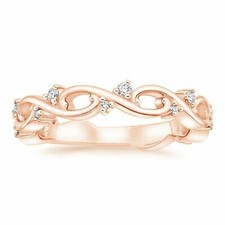 14K Plaqué or Rose 0.11Ct Diamant Rond Filigrane Mariage Anniversaire Band Bague Or mariage Band price