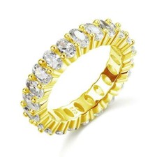 Coupe Ovale Éternité Solide Argent Massif 925 or Jaune Plaqué Mariage Bague Band Or mariage Band price