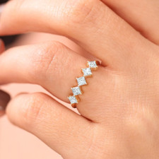 1Ct Princesse Coupe Moissanite Demi Éternité Mariage Band Argent Plaqué or Jaune Or mariage Band price