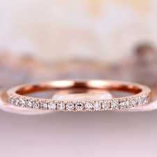 0.15 CT Coupe Ronde Micro Pavé Moissanite Mariage Band 14k Argent Plaqué or Rose Or mariage Band price