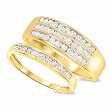 7/8 CT Imitation Diamant Lui et Elle Mariage Band De 14K Argent Plaqué or Jaune Or mariage Band price