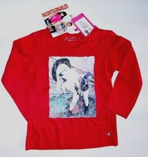 T-SHIRT MANCHE LONGUE ROUGE HAPINESS JOYFULL LIFE 4 ANS FILLE NEUF ETIQ. 9,99 € T-shirt fille price