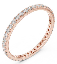Bague ronde certifiée D/VVS1 diamant naturel promesse d'éternité complète or ... Bague éternité diamant price