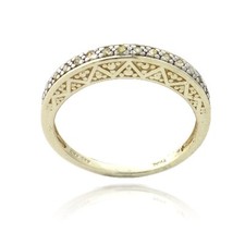 Bague Semi-Éternité en Or 18K sur Argent 925 avec Diamant Jaune de 1/6ct Bague éternité diamant price