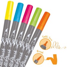 5 Stylos-Pinceaux 1 Pointe de Calligraphie et Pointe Pinceau - Couleurs Néon Biseauté pointe (Calligraphy) stylo price