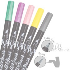 5 Stylos-Pinceaux 1 Pointe de Calligraphie et Pointe Pinceau - Couleurs Pastel Biseauté pointe (Calligraphy) stylo price