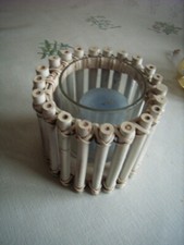 photophore bougie bleue support rond en bambous blancs 10cm Bougie support price